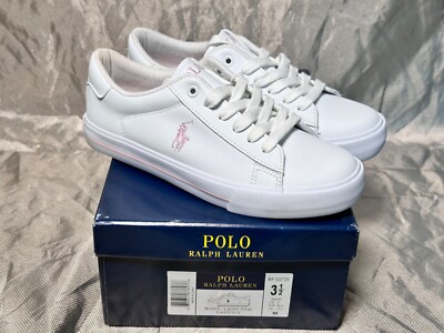 Polo Ralph Lauren Kids' Easton Ii Sneaker White/Pink Youth Size 3.5 US
