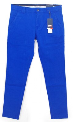 Tommy Jeans Trousers Scanton Chino Slim Fit Blue Cobalt Man