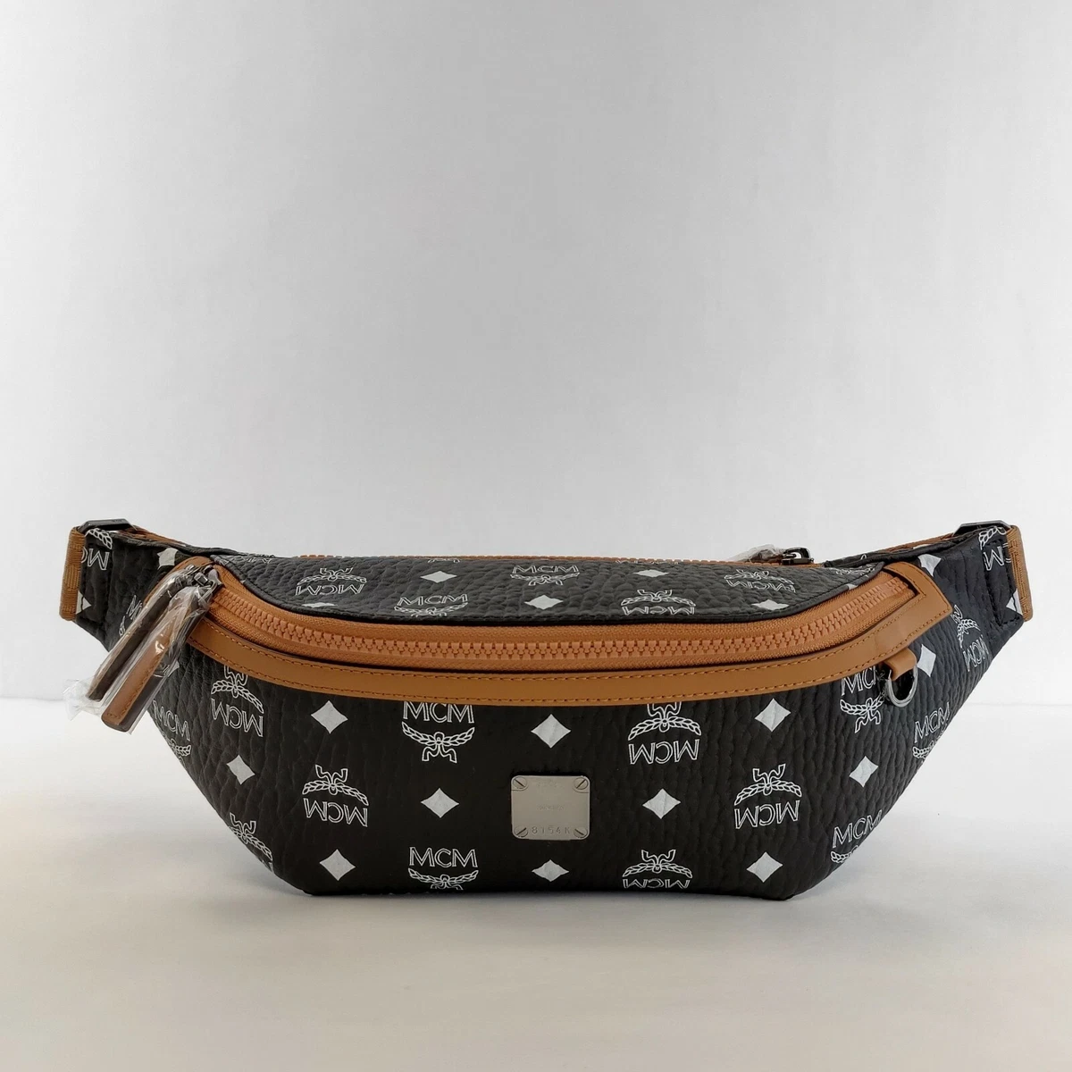 MCM Stark Belt Bag Visetos Medium Black in Coated Canvas with