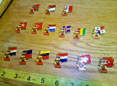 15 vintage 1980 L. A. Olympics Coca-Cola Sam the Eagle Flag Lapel Pins