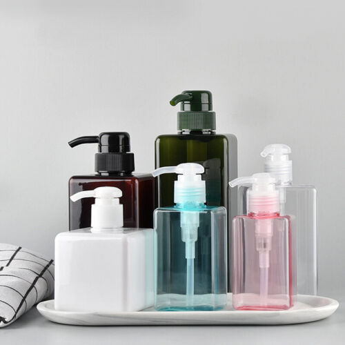 100-650ml Square Bottle Liquid Soap Shampoo Lotion Shower Gel Pump Dispenser