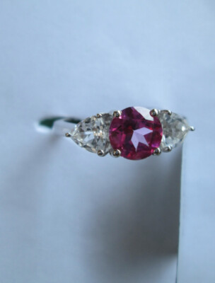 Vintage Size Silver 925 TGGC PINK Gemstone Ring Jaipur India