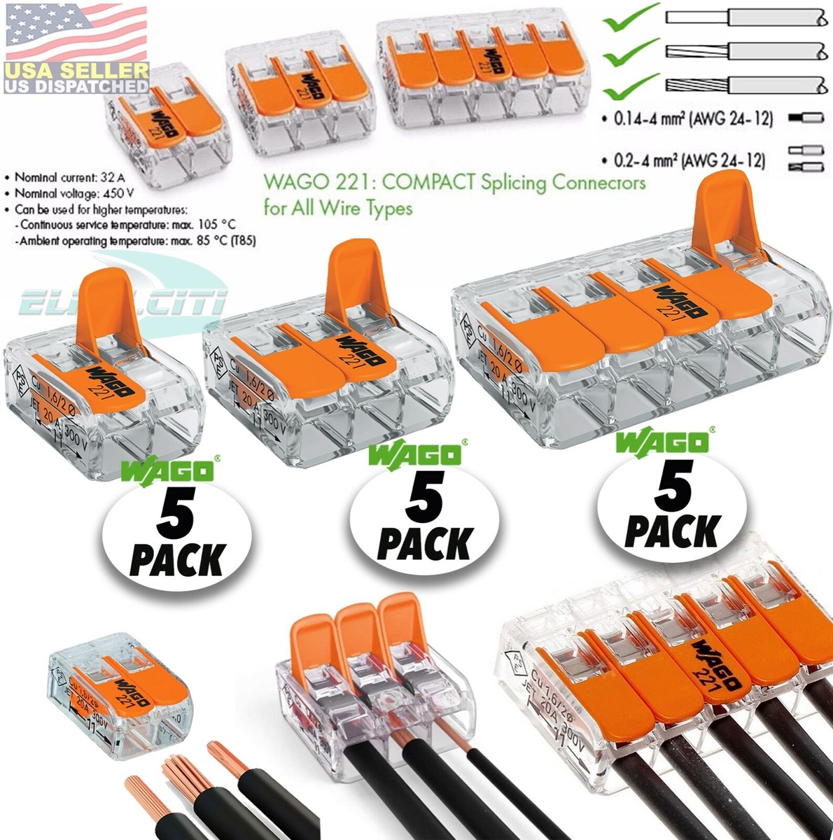 WAGO 221-413 Compact Splicing Connector for sale online | eBay