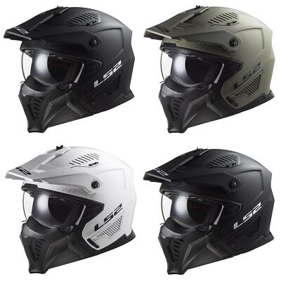 LS2 OF606 Drifter Plain Motorrad Helm Roller Off Road Trials Deckel mit Maske