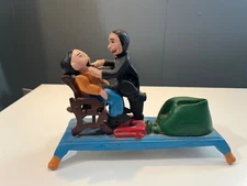 Vintage Cast Iron Dentist Pulling Tooth Chair Mechanical Coin Bank  Works