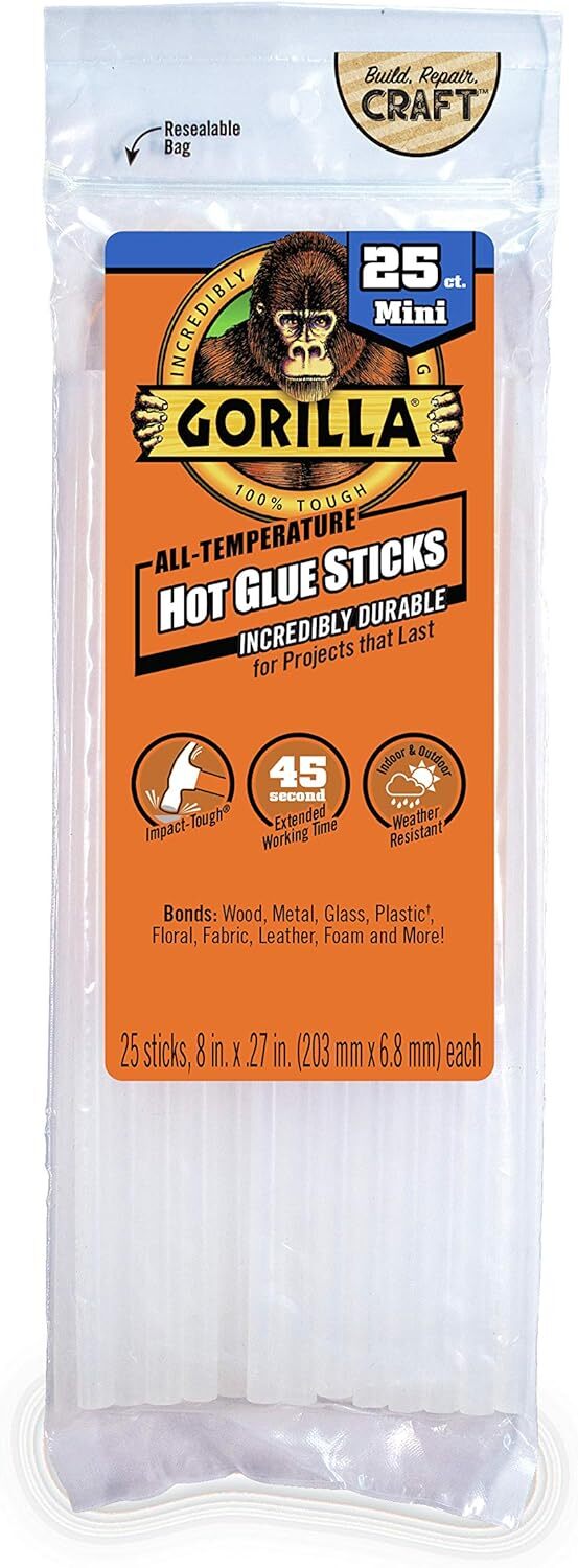 Gorilla Hot Glue Sticks, Mini Size, 8
