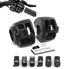 Handlebar Control Switch Housing Cover & 6pcs Cap Buttons For Harley 1996-2013