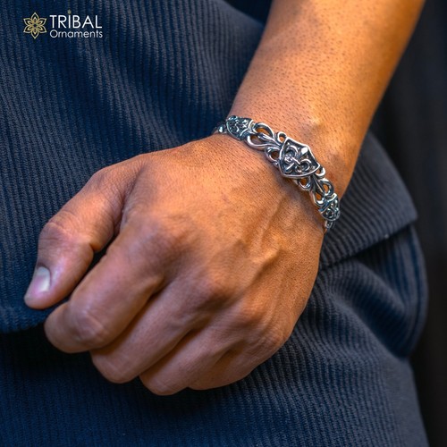 925 sterling silver customized adjustable tribal cuff bracelet kada cuff98 - Picture 3 of 8