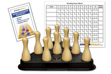 SHUFFLEBOARD TABLE BOWLING BROWN PINS + REGULATION PINSETTER RACK +CHART+RULES!