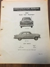 1952 Ford Customline Passenger ID Chart Ford Australia A4 size sheet