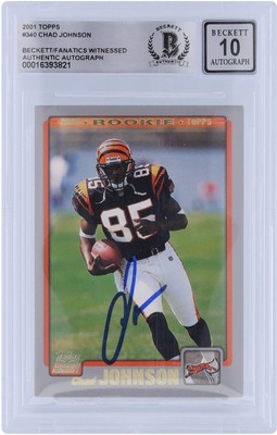 Chad Johnson Cincinnati Bengals Signed 2001 Topps Collection #340 BAS 10 Rookie