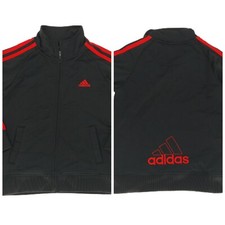 Adidas Youth 5 Track Jacket Black w/ Red Stripes Full Zip