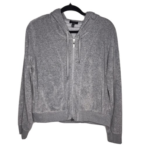 Escada Sport Gray Velvet Zip Up Hoodie 