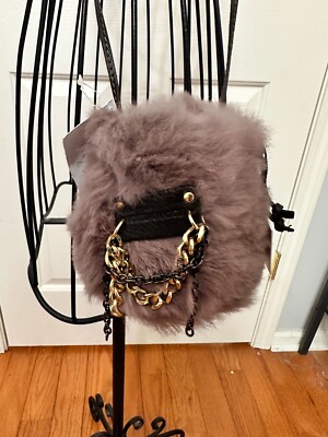 ROBERTA GANDOLFI SMALL RABBIT FUR CROSSBODY BAG MADE IN ITALY