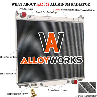 3-Row Aluminum Radiator For 1995 1996 1997 Ford F250 F350 F59 Powerstroke 7.3L