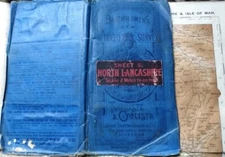 NORTH LANCASHIRE Vintage Bartholomew's Tourists/Cyclists Cloth Map 2 miles to 1"