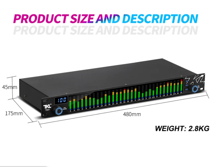 TKL T531 EQ Noise Reduction Spectrum Display 31 Bands Digital Equalizer KTV USA - image 2 of 4