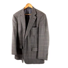Brooks Brothers 1818 Madison Wool Sport Coat Mens-43 Window Pane Charcoal MINT