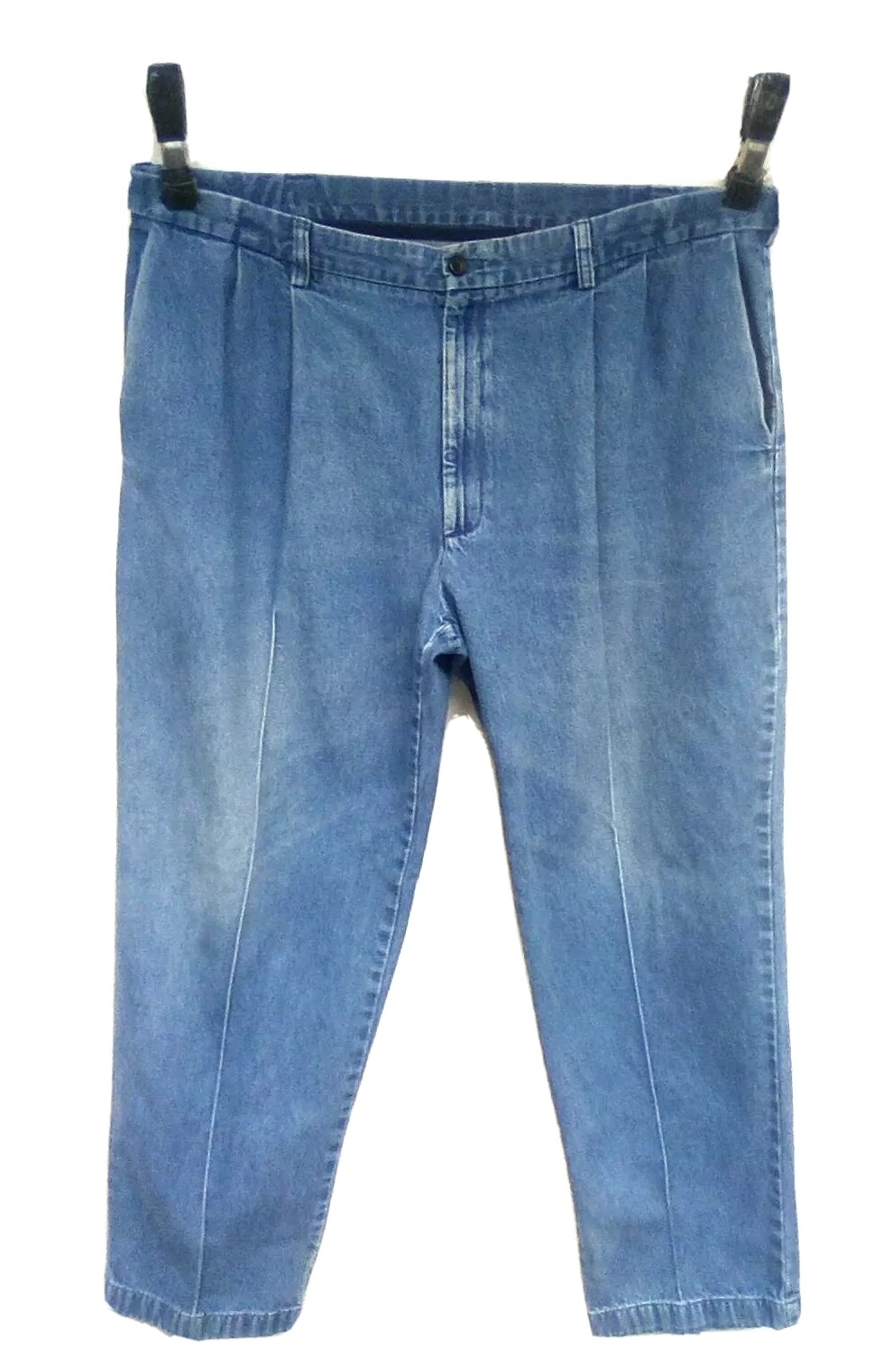 Men's 42x31 Haggar Expanding Waist Blue Denim Jeans              B59