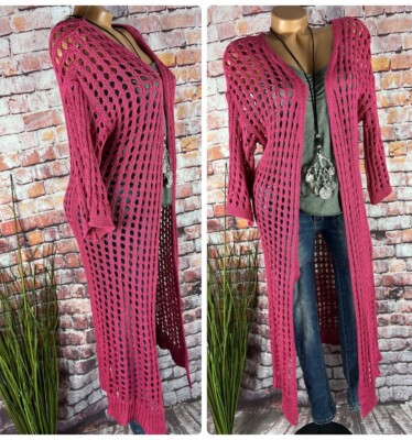 Häckel Netz Long Bolero Jacke Häckel Mantel Italy  6022 BERRY 36 38 40