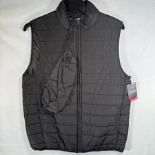 Chaps Mens Quilted Full Zip Super Soft Polyester Puffer Vest Black XL Size $70