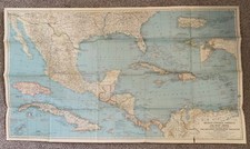 1939 NATIONAL GEOGRAPHIC MAP OF MEXICO-CENTRAL AMERICA-WEST INDIES 40X23 VF COND