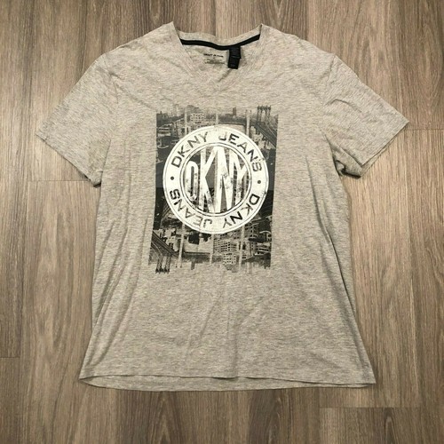 DKNY Jeans Mens Large City Graphic Gray 