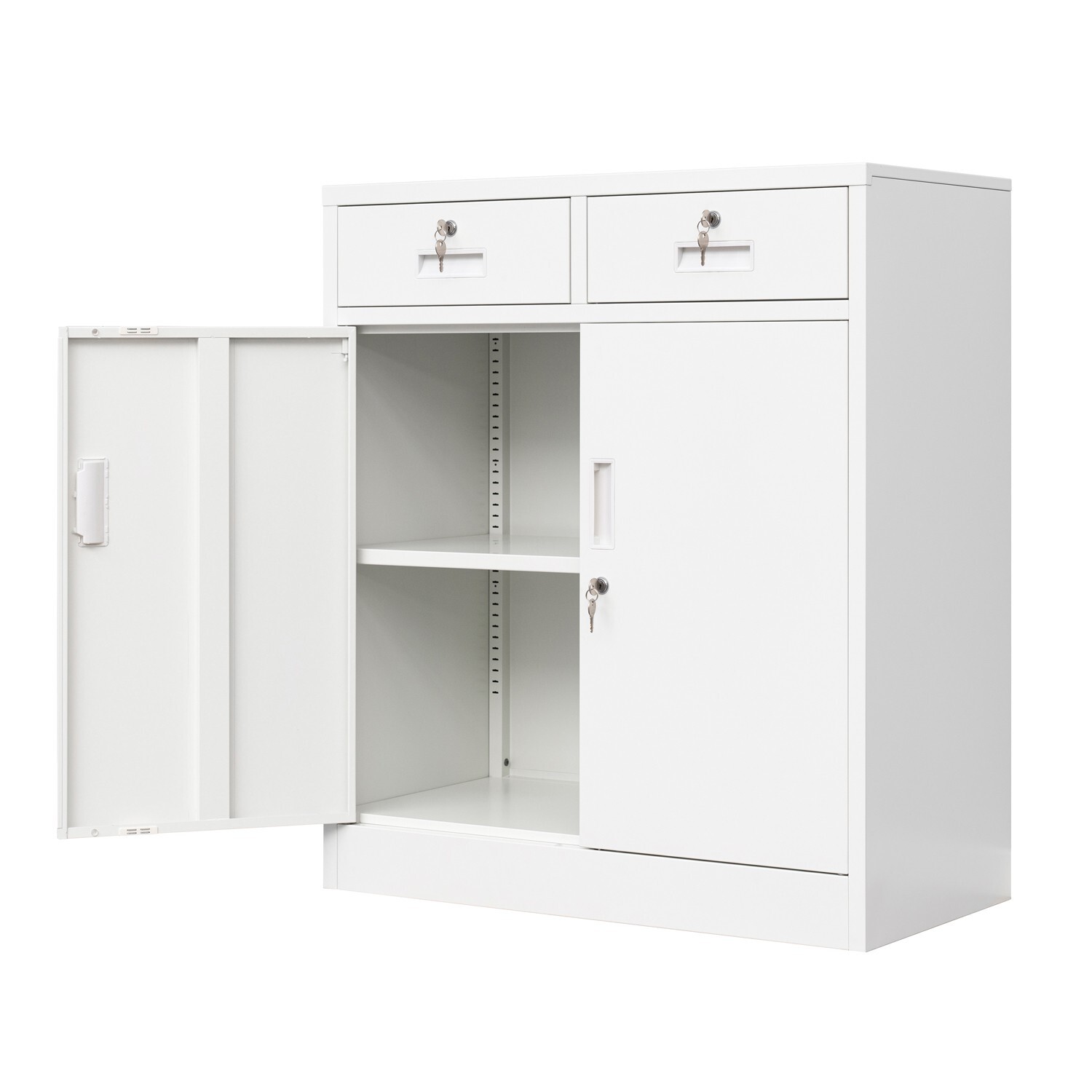 CJF Locking Metal Storage Cabinet with 2 Doors and Drawers f