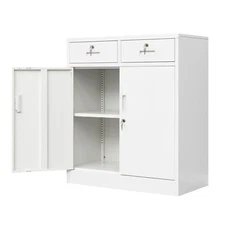 CJF Locking Metal Storage Cabinet with 2 Doors and Drawers for Office/Garage