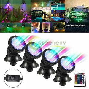 Submersible 36 LED RGB Pond Spot Lights Underwater Pool Fountain IP68 Remote