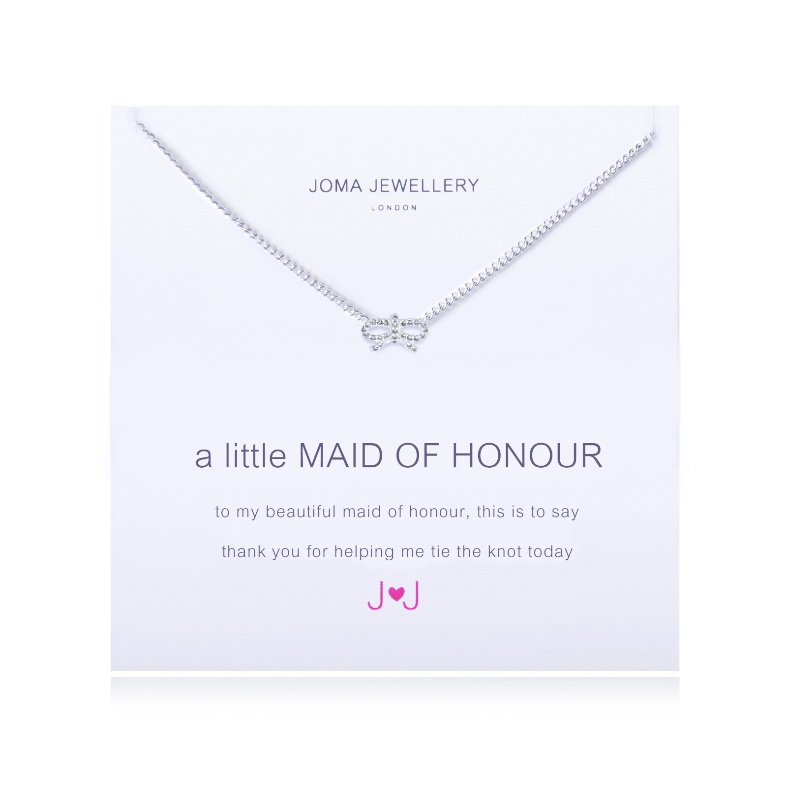 Joma Jewellery A Little MAID OF HONOUR Silver Plated NECKLACE + Gift Bag