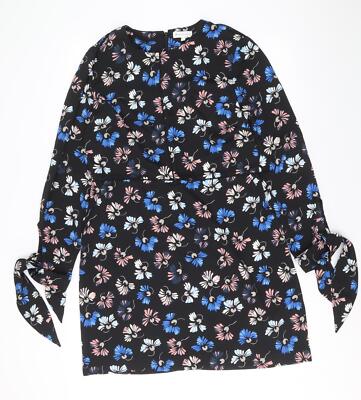Warehouse Damen schwarz Polyestermischung Etuikleid Größe 14 Reißverschluss - Ärmel zum Binden