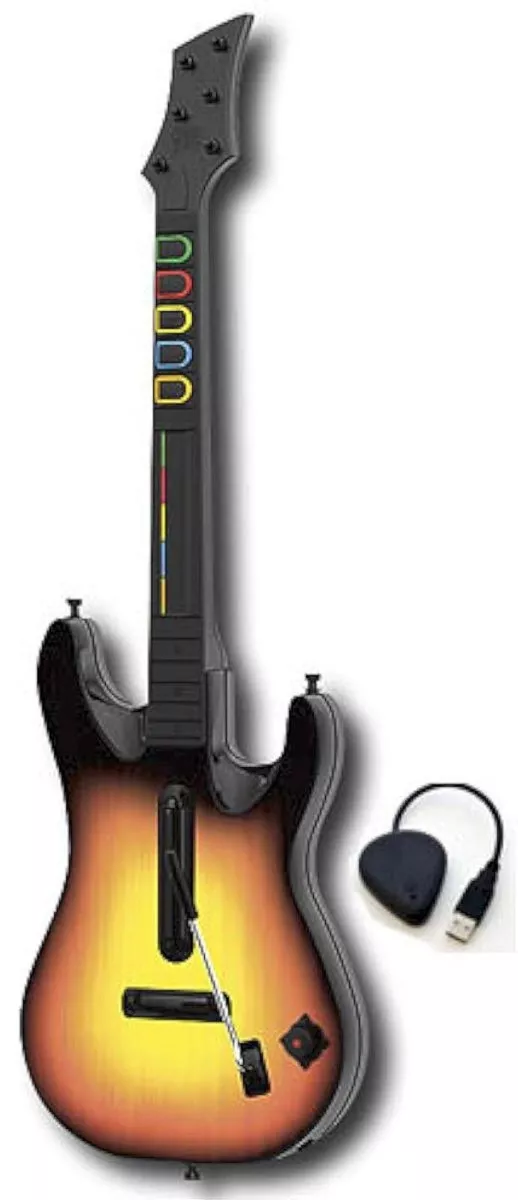 PS3 Guitar Hero World Tour GUITAR w/Receiver Dongle Rock Band 1 2 3 4  Beatles