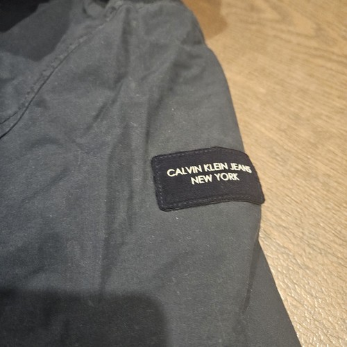 Calvin Klein Coat Mens Medium Navy Blue Hooded Utility Insulated Jacket Button - Picture 4 of 10