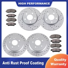 Front Rear Slotted Rotors Brake Ceramic Pads for Honda Odyssey Brakes Discs Kits