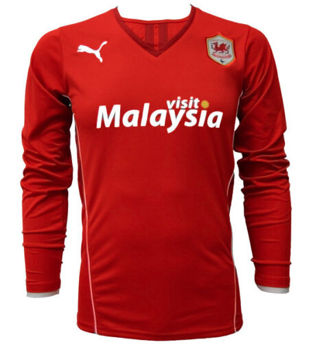 CARDIFF CITY 2013/14 HOME (L, XL, 2XL) LONG & SHORT SLEEVE RED PUMA SOCCER SHIRT - Picture 1 of 11