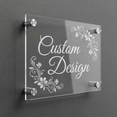 Acrylic Glass Sign with Custom Laser Engraved Perspex Sign & Spacer
