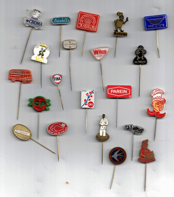 Lot Of 20 Vintage Stick Pins Advertising DUTCH HAREN CROMA BOLLETJE MAGGI ERU CP