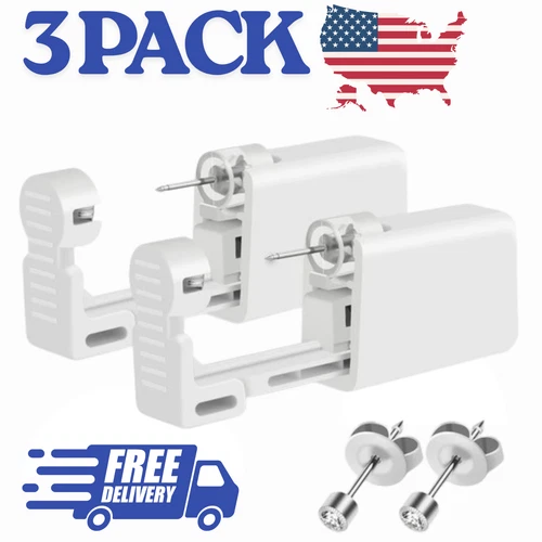 3PCS Disposable Ear Piercing Gun Kit Self Nose Ear Stud Piercer Tool US - product listing photo