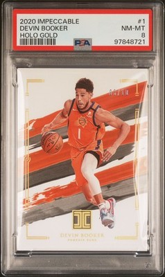 2020 Panini Impeccable Holo GOLD /10 Devin Booker SSP PSA 8 Pop 1, 0+