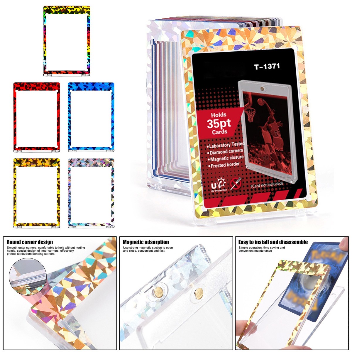 Magnetic Card Holders 35pt One Touch Card Holder UV Protection Hard PVC Case