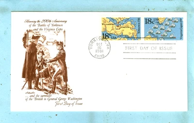 1981, Scott #1937-38, ARTMASTER FDC, "200th Anniversary of Battle of Yorktown - Image 1 of 3