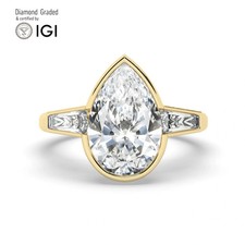 Pear Diamond Trilogy Ring 14k Yellow Gold Labgrown 5.70 Ct Solitaire