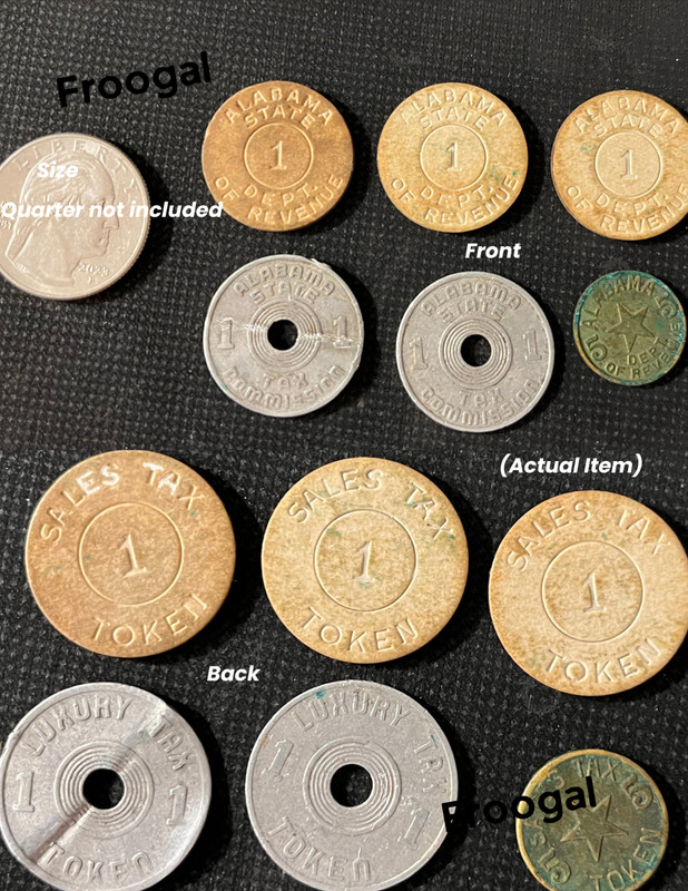 Lot of 6 Vintage Alabama Sales Tax Tokens Depression Era Tax Commission Exonumia