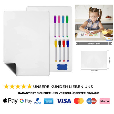 A4 Whiteboard Kühlschrank, Magnettafel,8 Whiteboard-Stift 