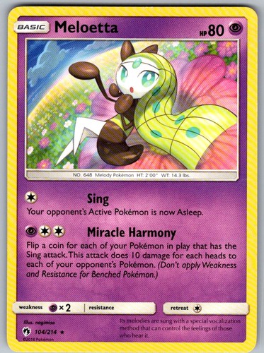 POKÉMON TCG MELOETTA 104/214 RARE LOST THUNDER LIGHTLY PLAYED
