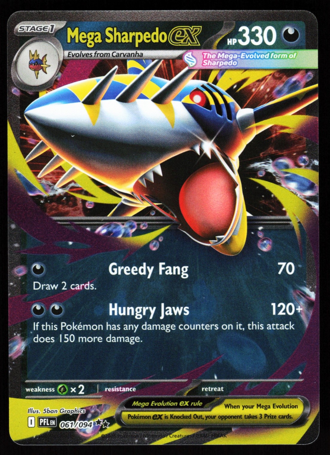 Mega Sharpedo ex Double Rare ME02: Phantasmal Flames 061/094 NM