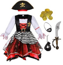 Girl Pirate Costume for Halloween Party Dress Up Ages 9-11
