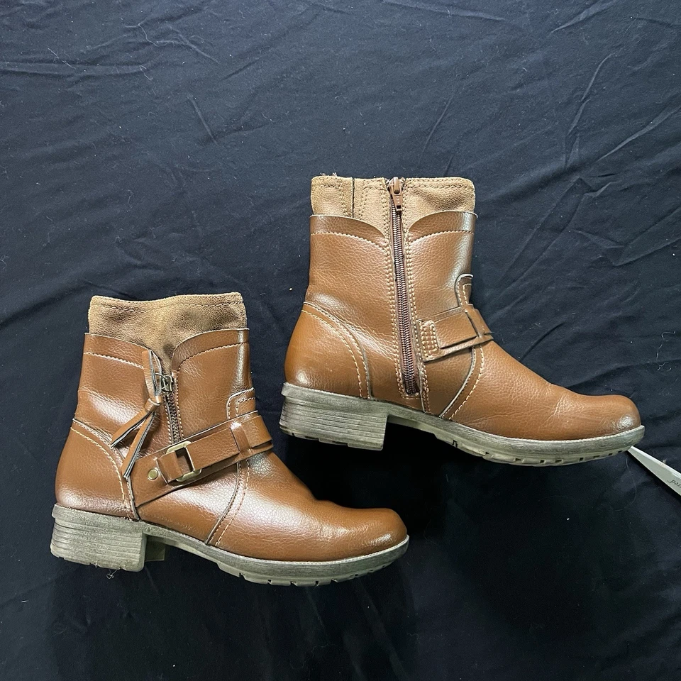 Clarks Botas Mujer 8 Tobillo Cuero Marrón Acertijo Avant Tacón Bloque Cremallera Boho Foto 2 de 4