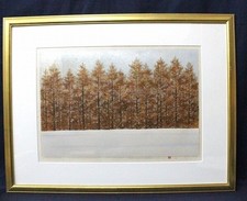 Hajime Namiki "Tree Scene 14" 1992 Woodblock Print ED 111/150 Signed Framed 005